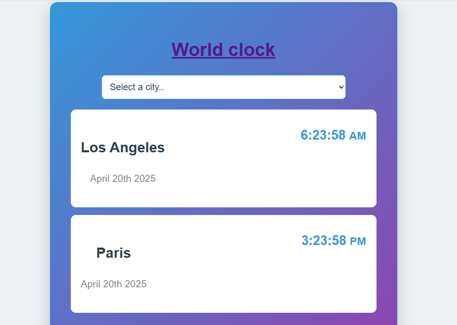 Screenshot of Elmari's World Clock App project